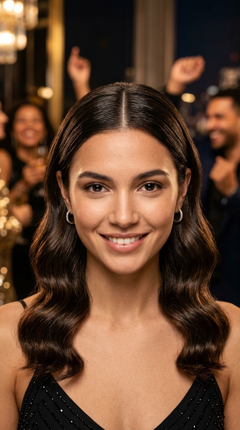 Sleek Middle-Parted Waves