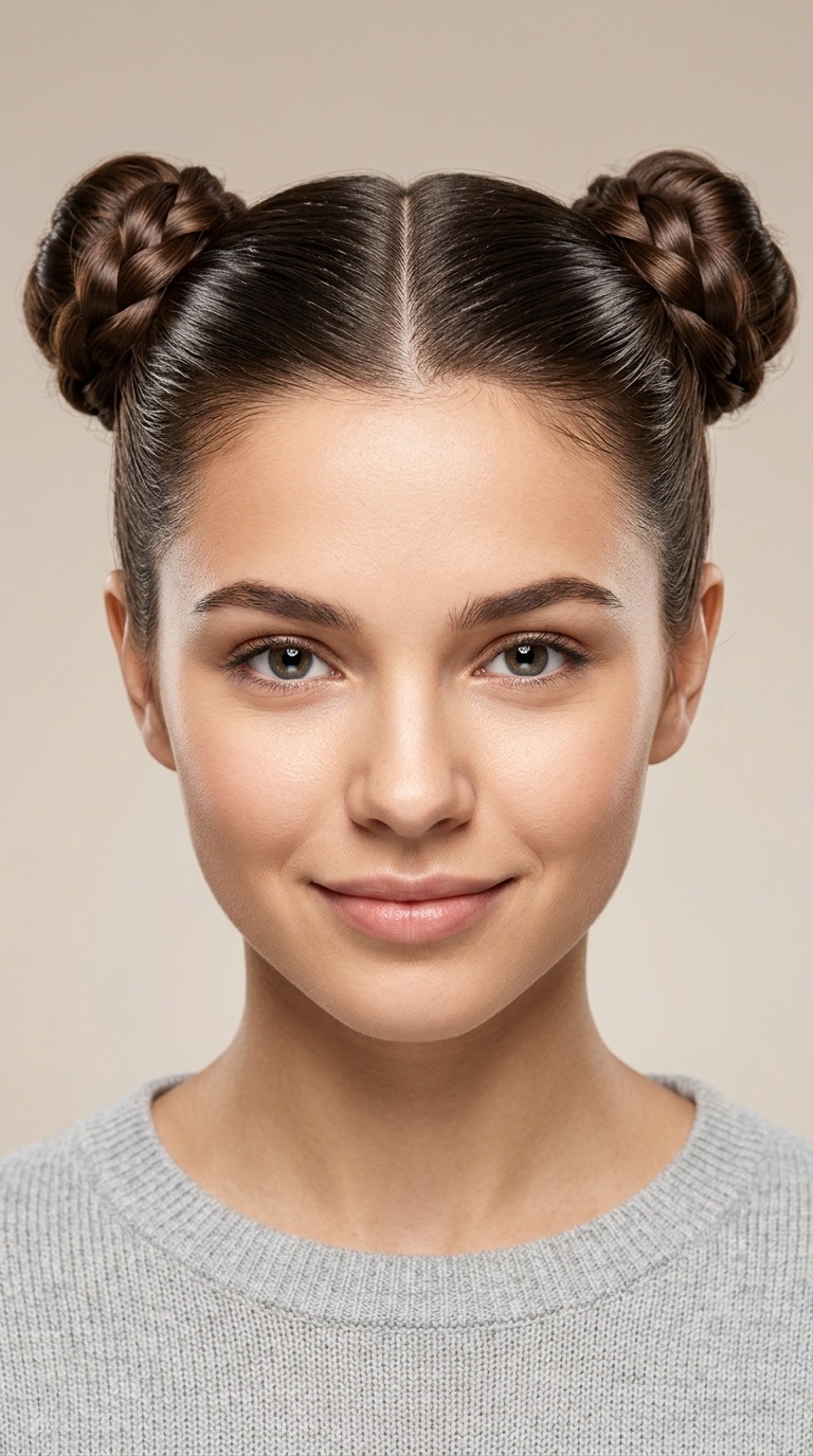 Sleek Pigtail Buns
