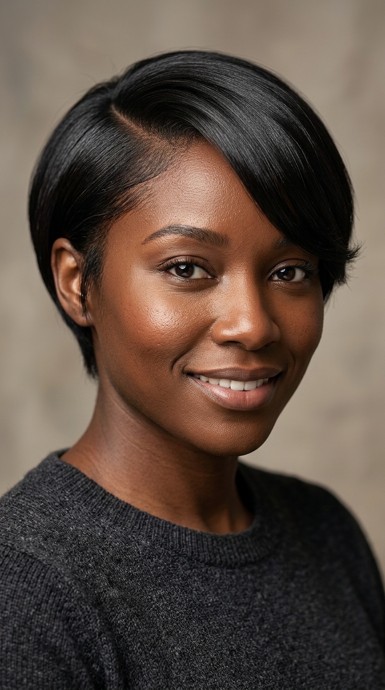 Sleek Pixie Cut with Side Fringe