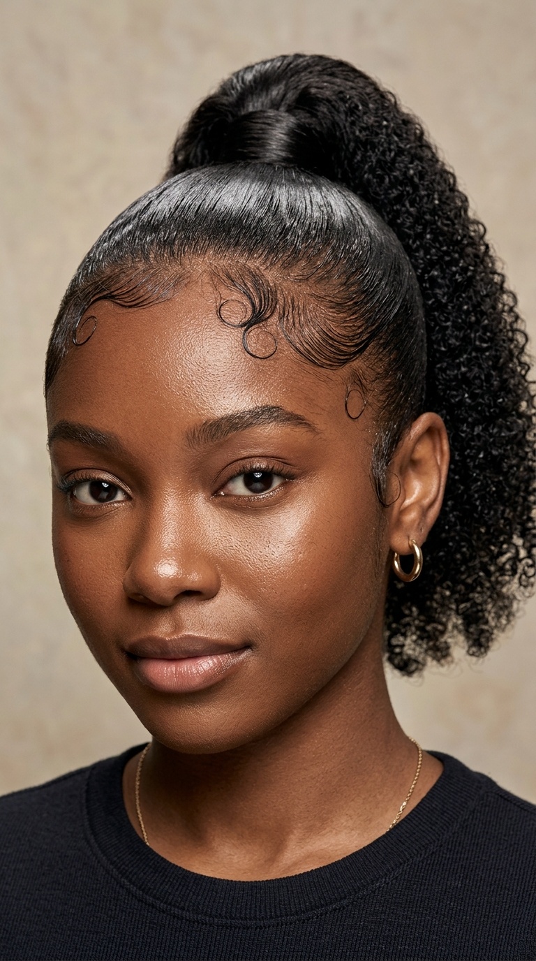 Sleek Ponytail with Intricate Edges