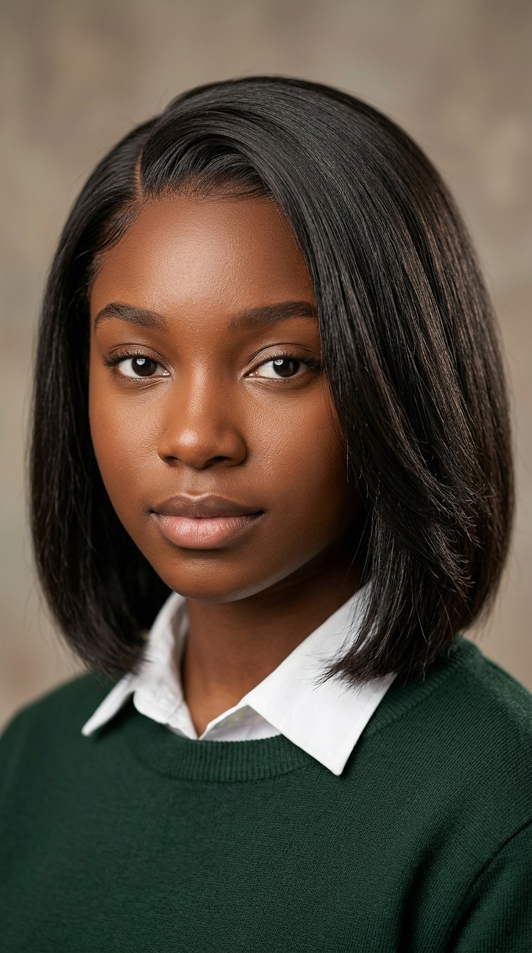 Sleek Side-Parted Bob (Internal Sew-In)