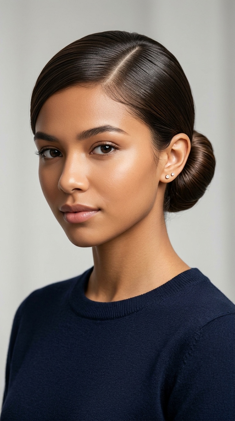 Sleek Side-Parted Bun