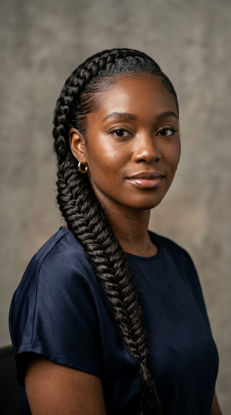 Sleek Side-Swept Fishbone Braid