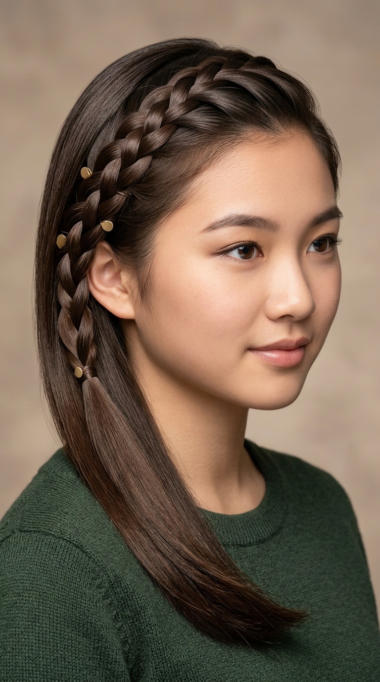 Sleek Side-Swept Lace Braid