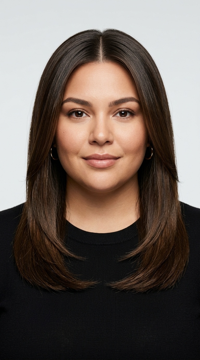 Sleek Straight Layers with Middle Part