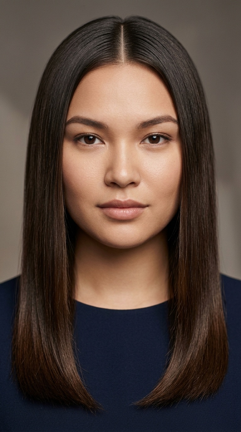 Sleek Straight Middle Part