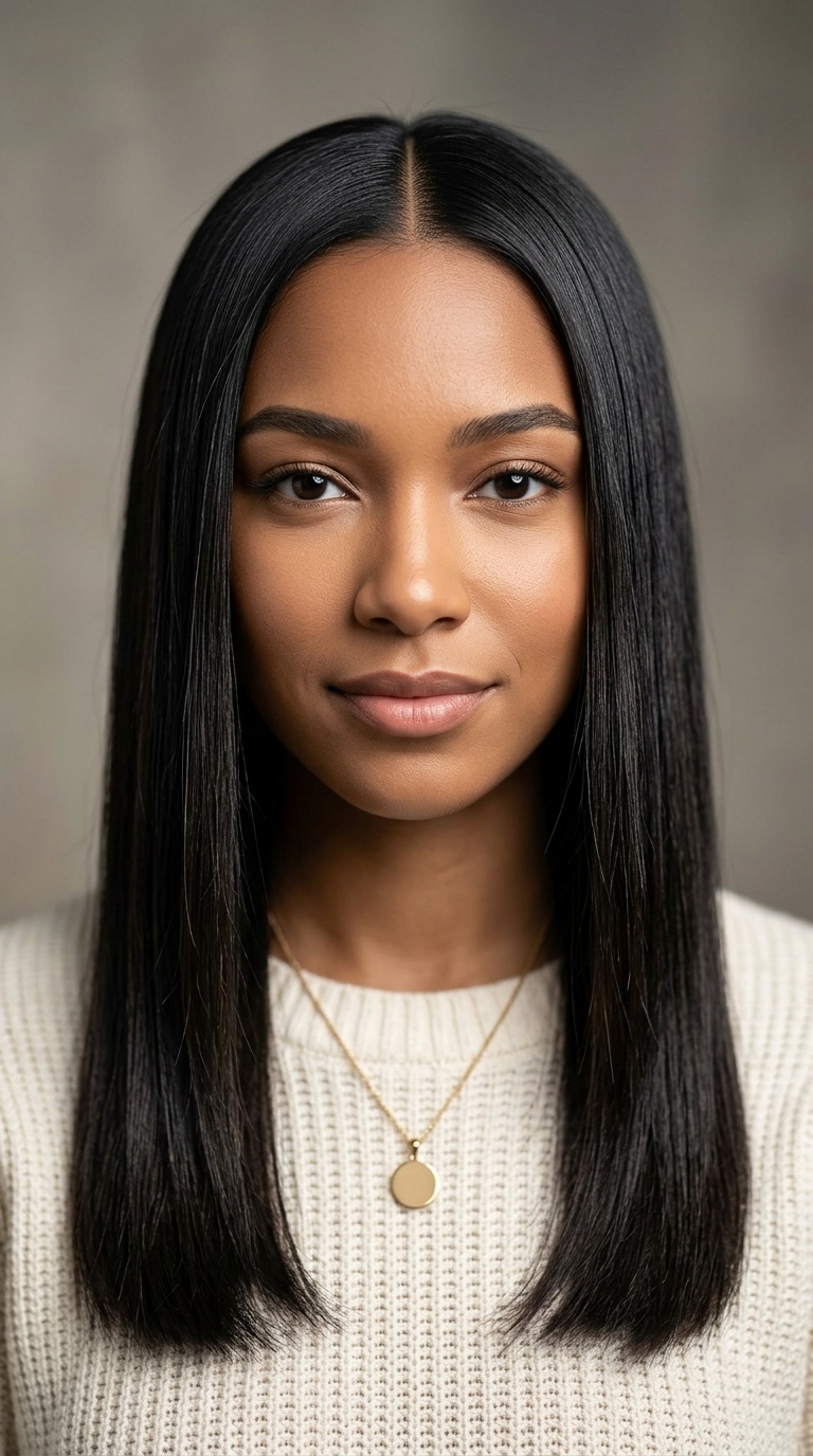 Sleek Straight with a Middle Part