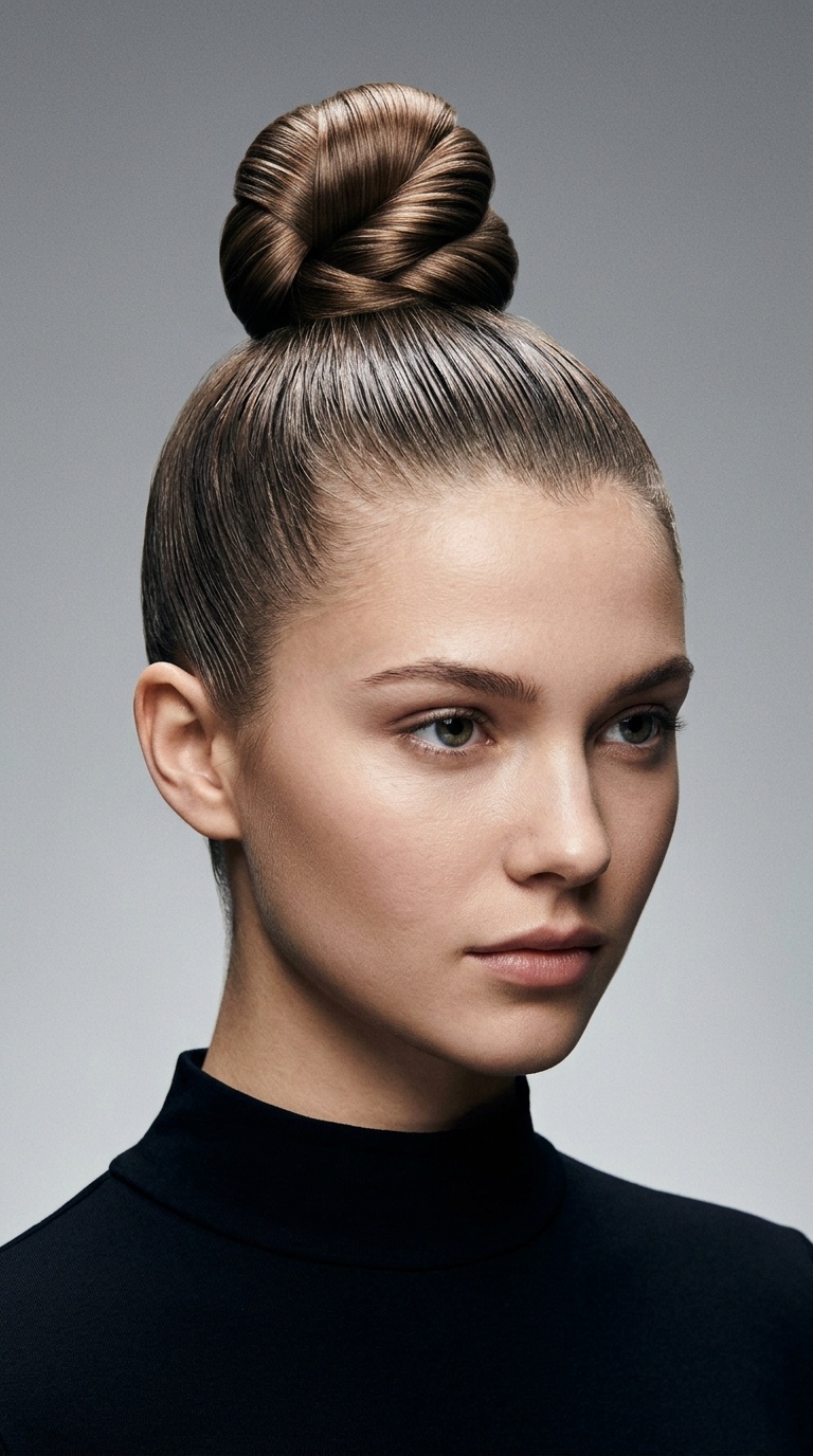 Slicked-Back Architectural Top Knot