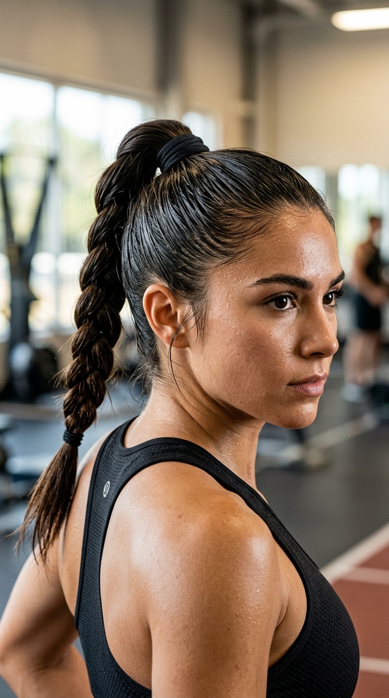 Slicked-Back Braided High Pony