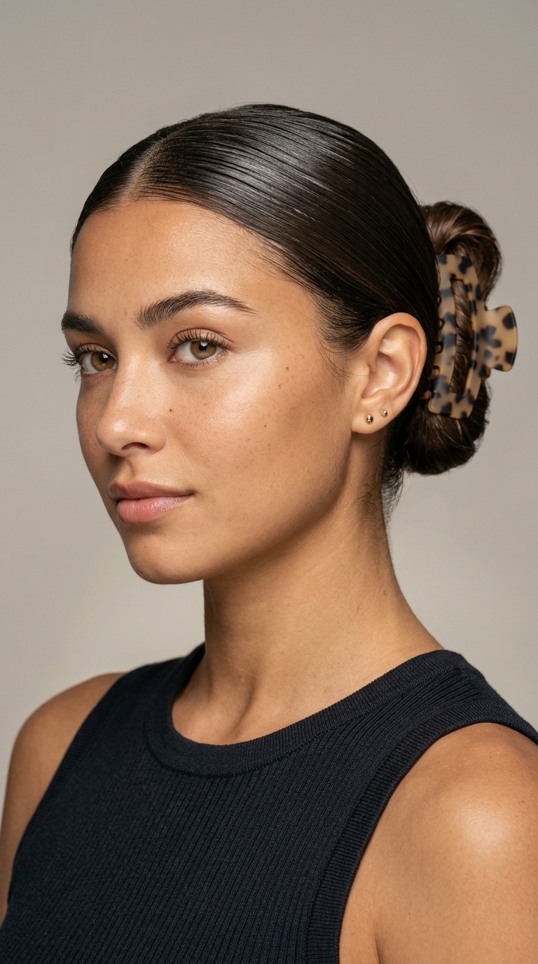 Slicked Back Claw Clip Bun