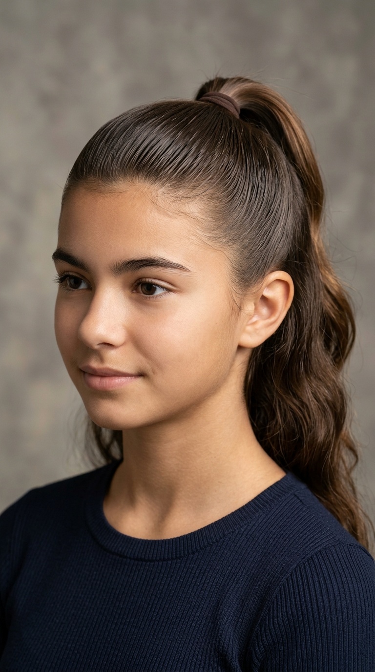 Slicked-Back Half-Ponytail