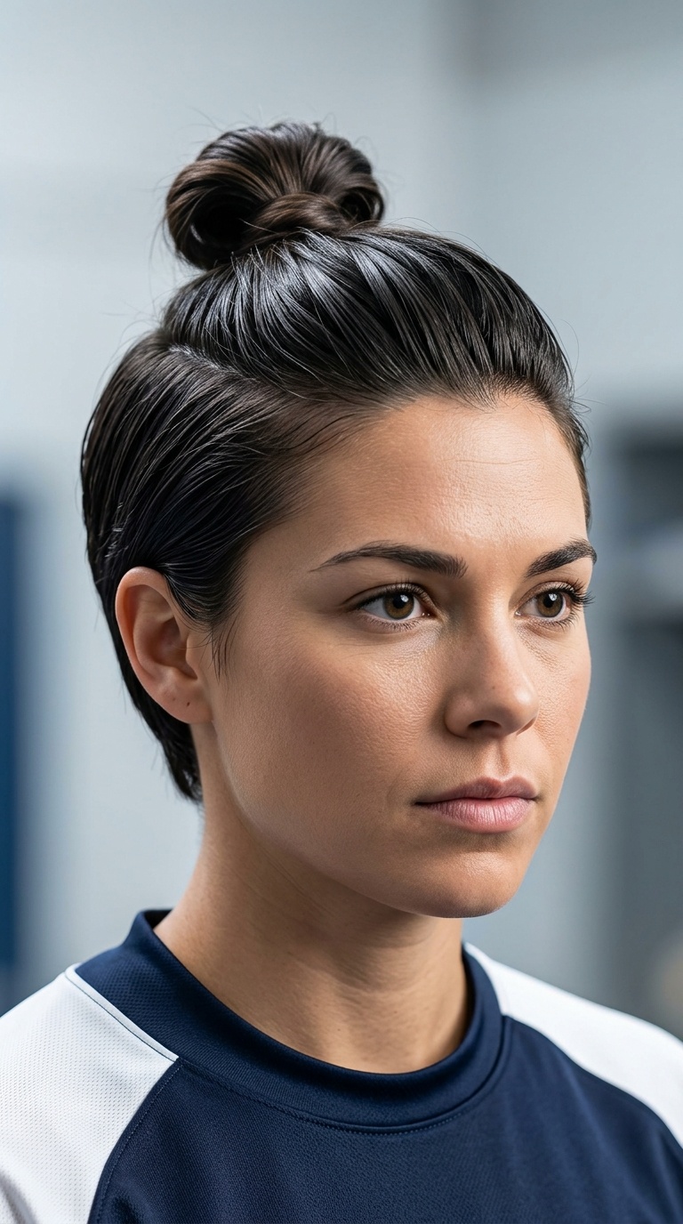 Slicked-Back Half-Up Knot