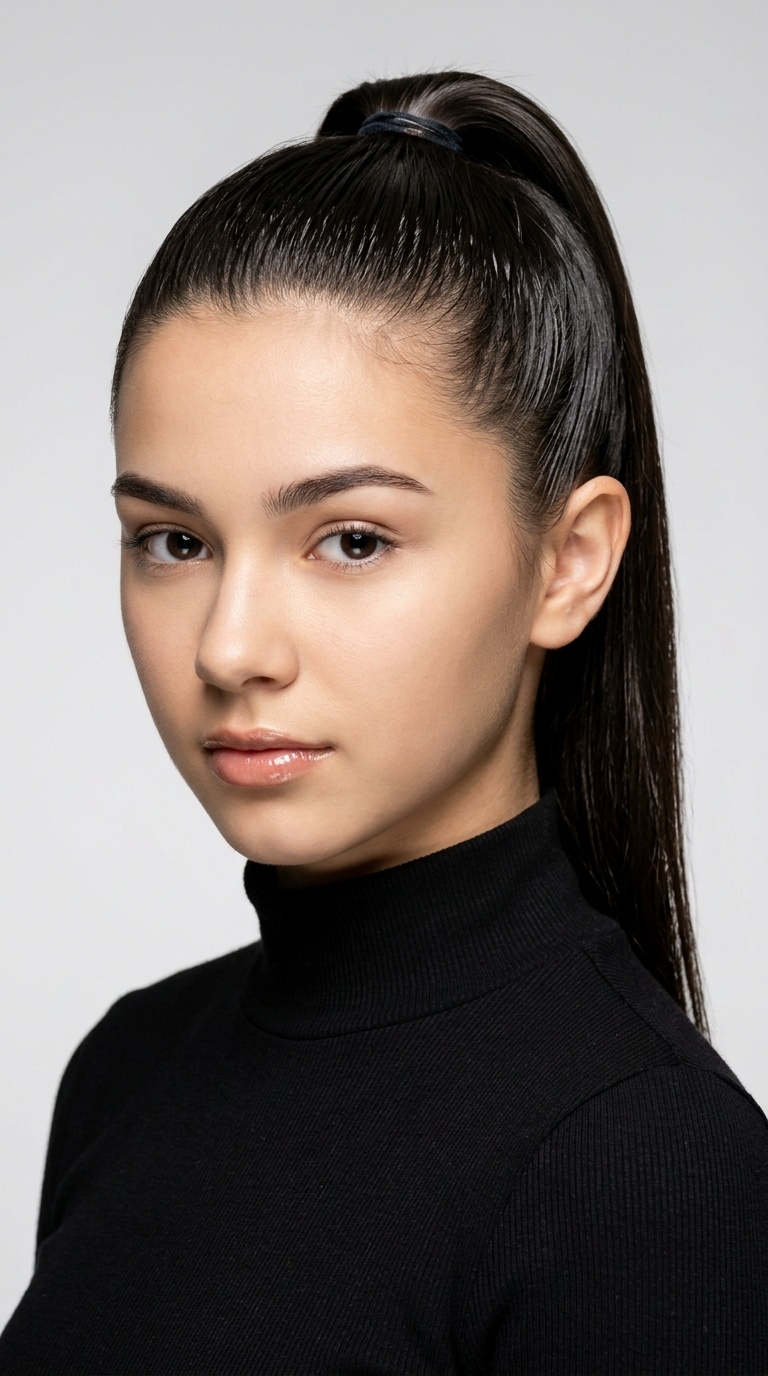 Slicked-Back High Ponytail