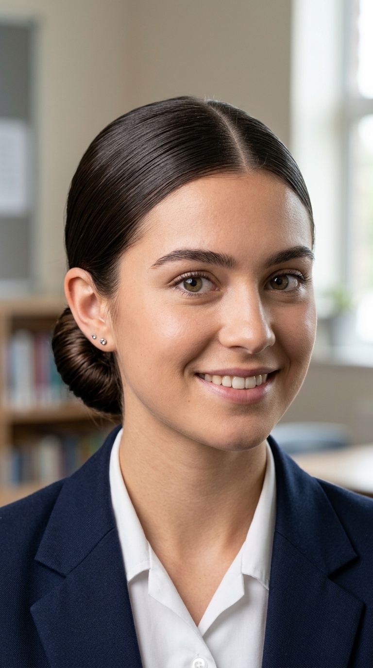 Slicked-Back Low Bun