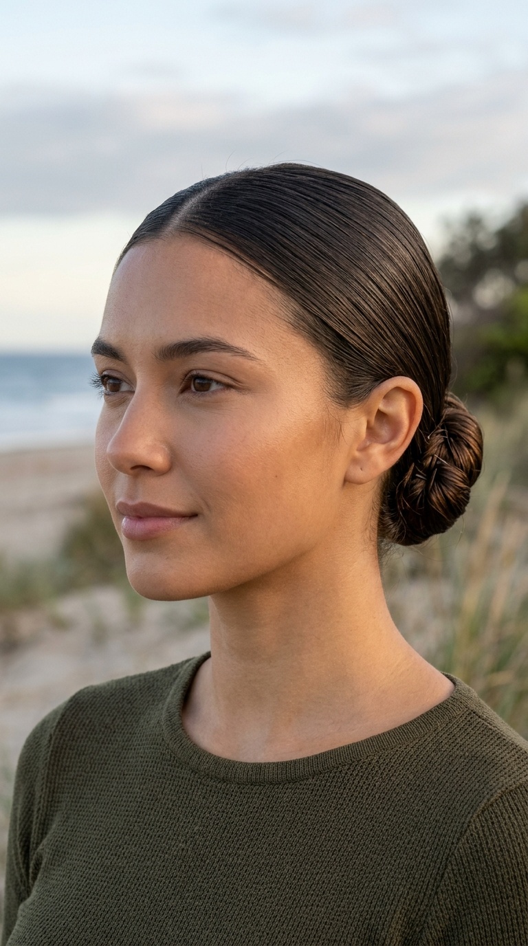 Slicked-Back Low Bun