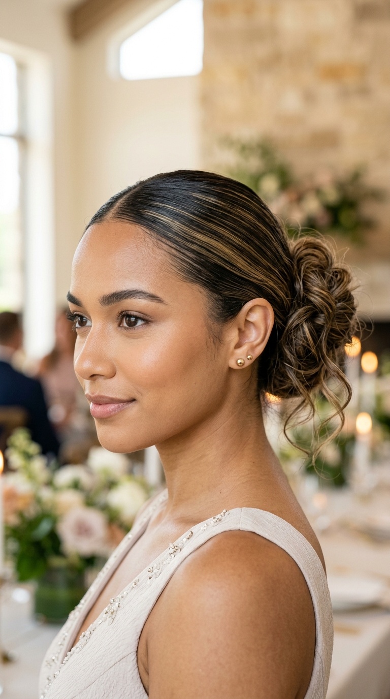 Slicked-Back Messy Mid-Bun