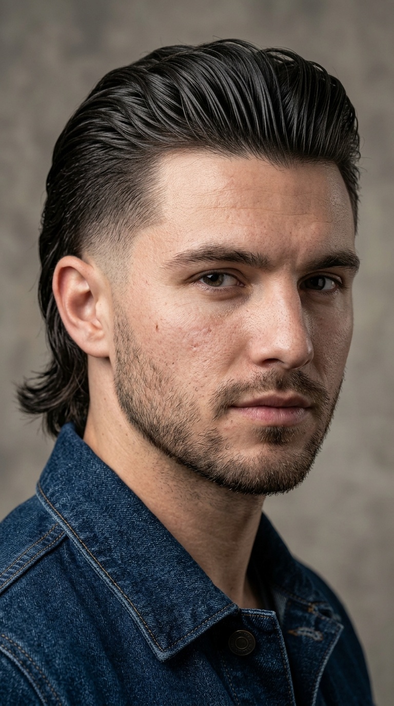 Slicked-Back Mullet with Skin Taper