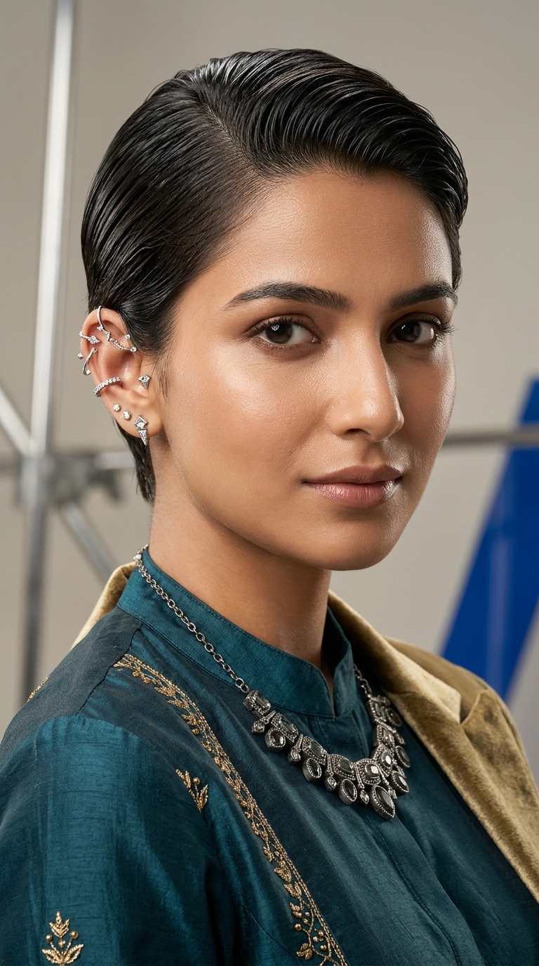 Slicked-Back Pixie with Ear Cuffs