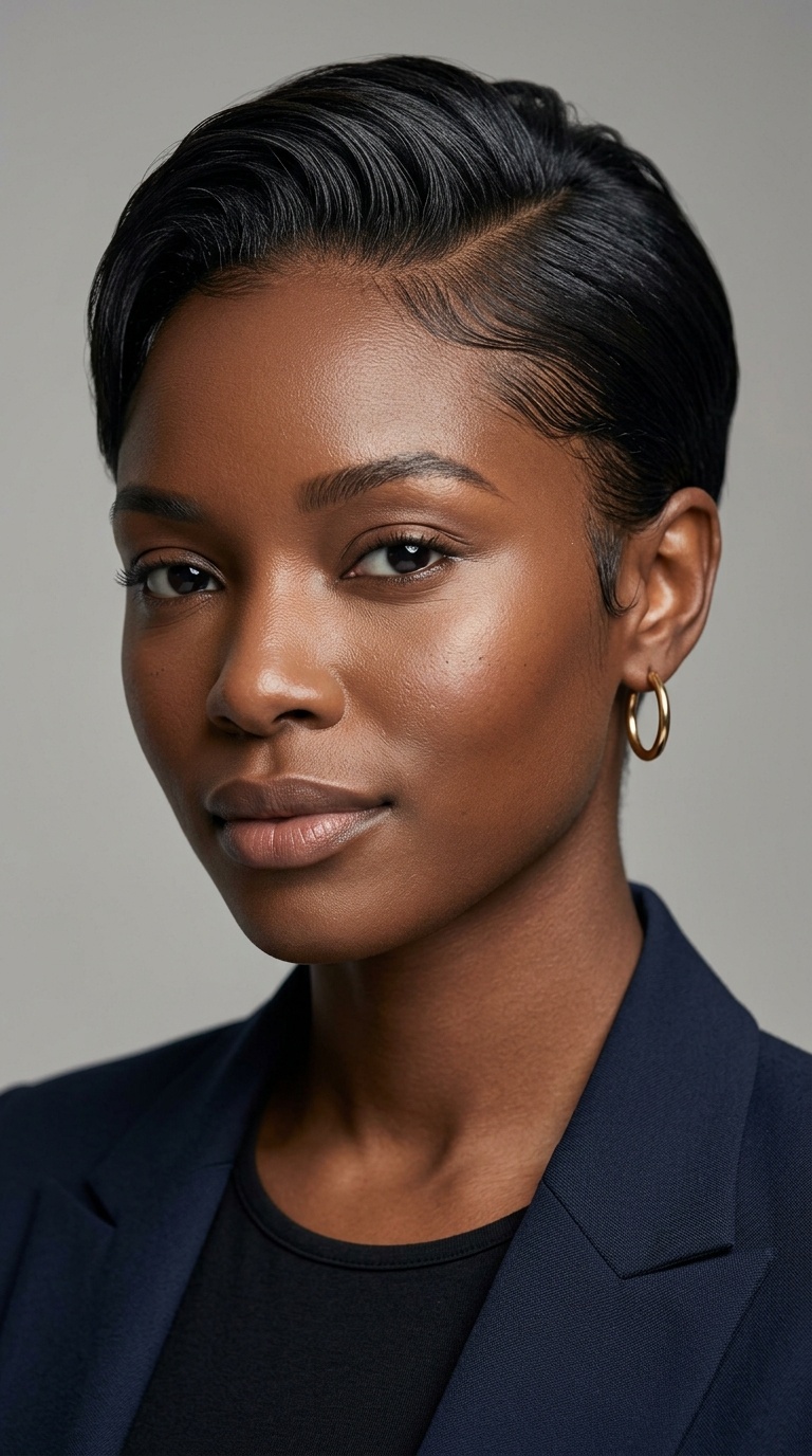 Slicked Back Pixie with Laid Edges