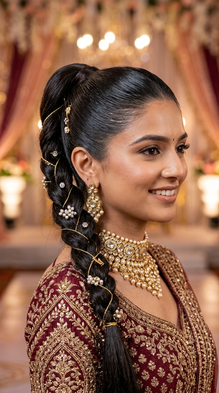 Slicked-Back Ponytail for Sangeet