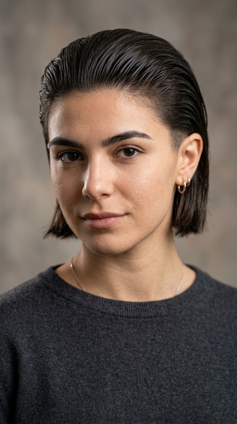 Slicked-Back Undercut Bob