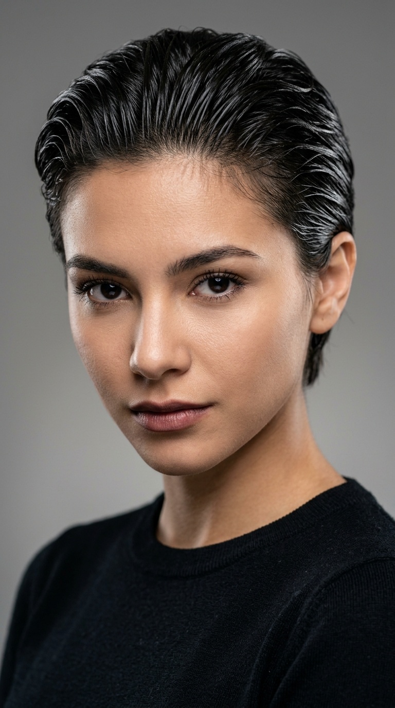 Slicked-Back Wet Look