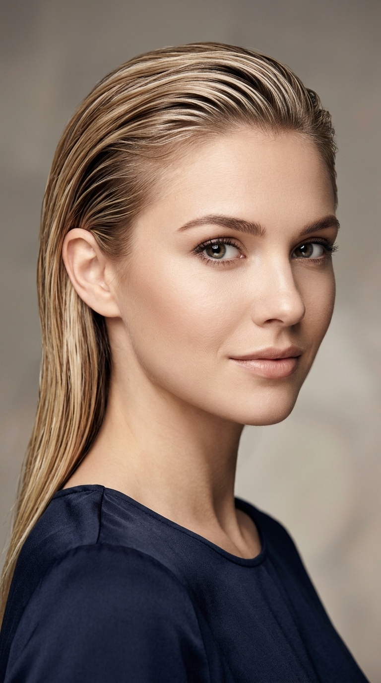 Slicked Back Wet Look