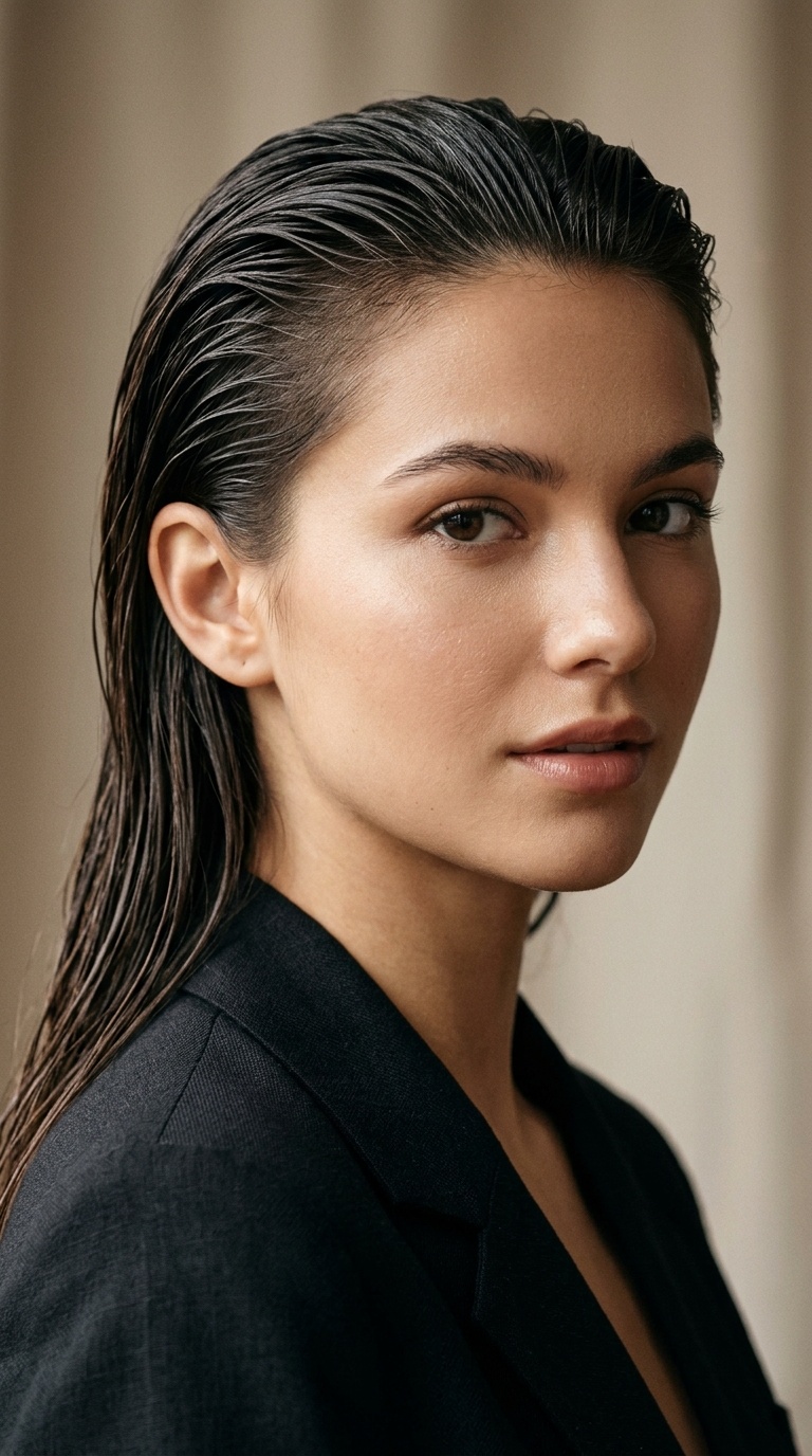 Slicked-Back Wet Look