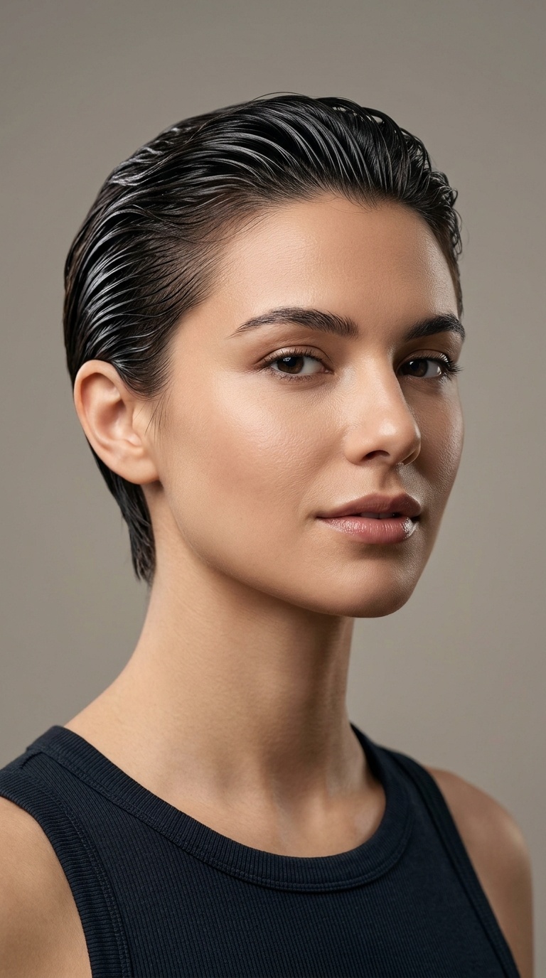 Slicked Back Wet Look