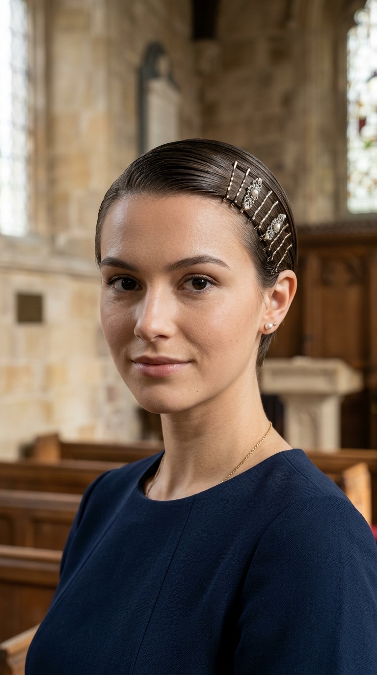 Slicked Back with Metallic Pins