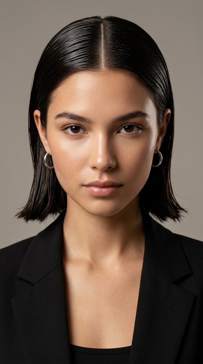 Slicked Center Part Bob