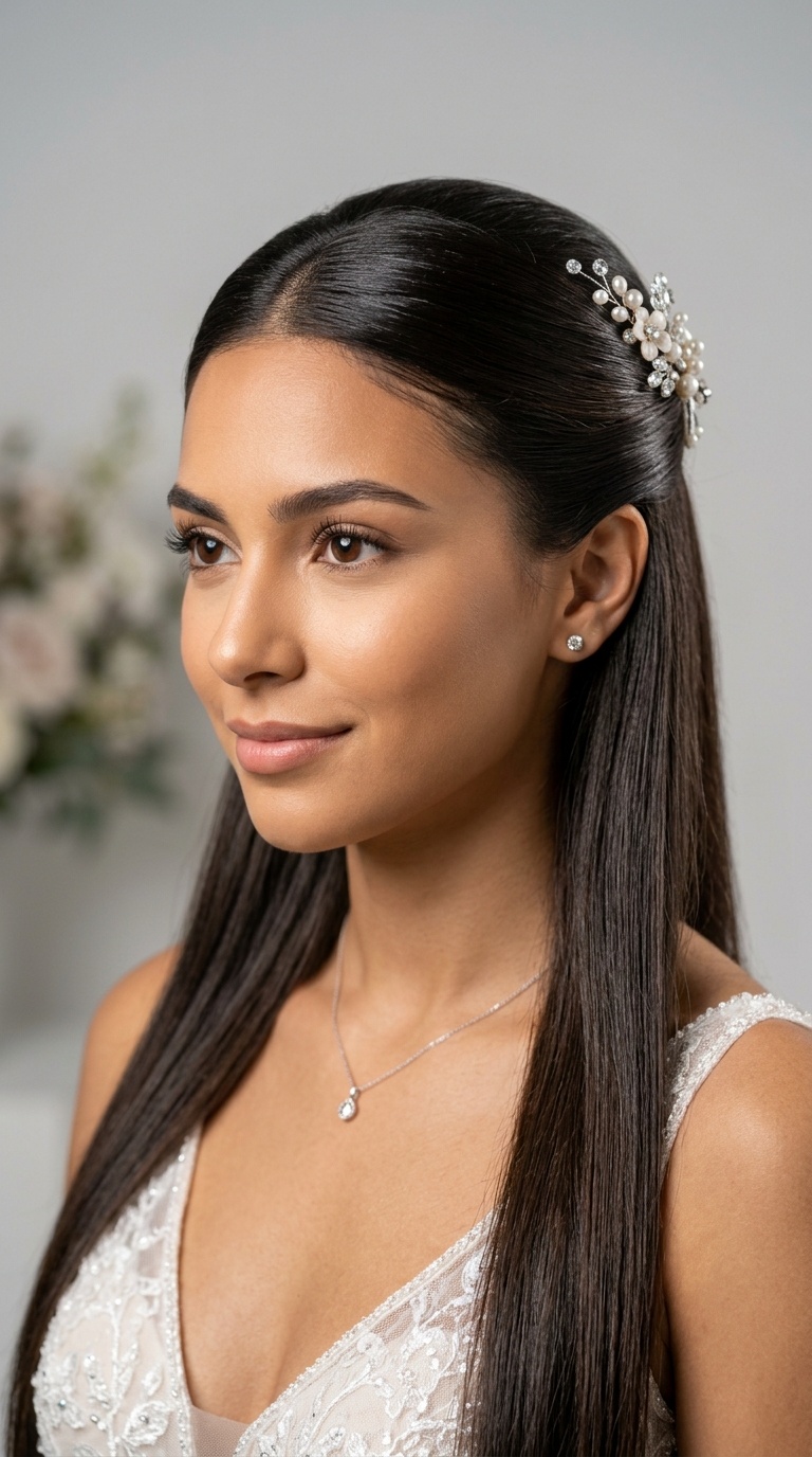 Smooth Half-Up with Accessories