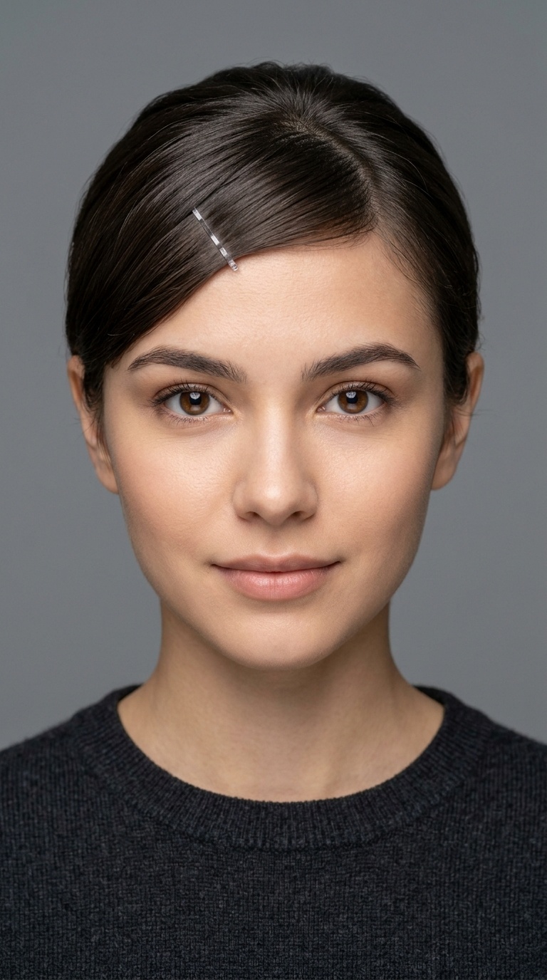 Smoothly Pinned Bangs