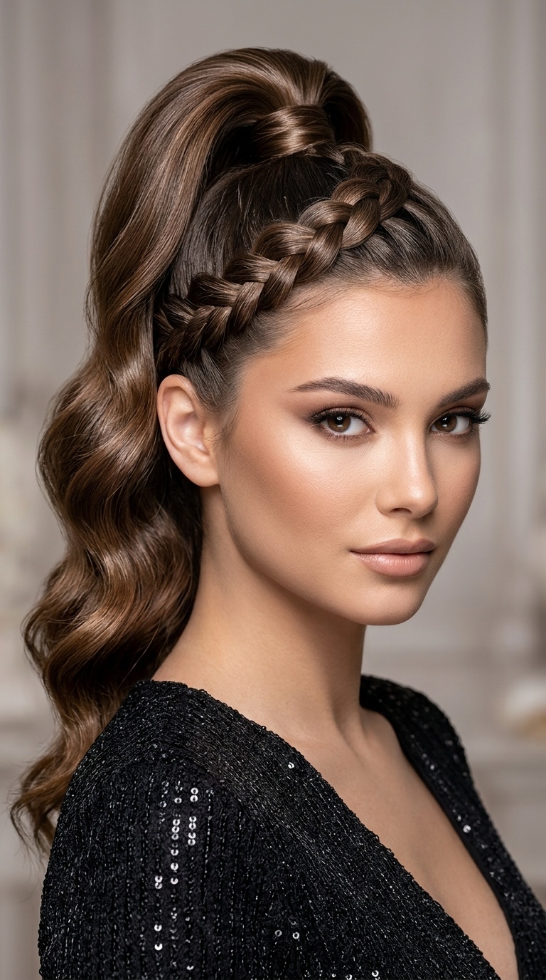 Snake Braid Accent with High Glam Ponytail