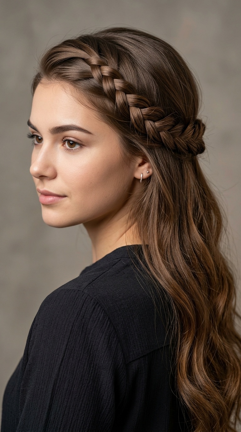 Snake Braid Half-Up Detail
