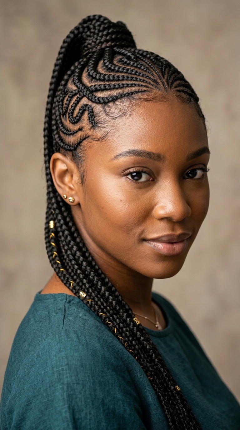 Snake-Patterned Feed-in Braids