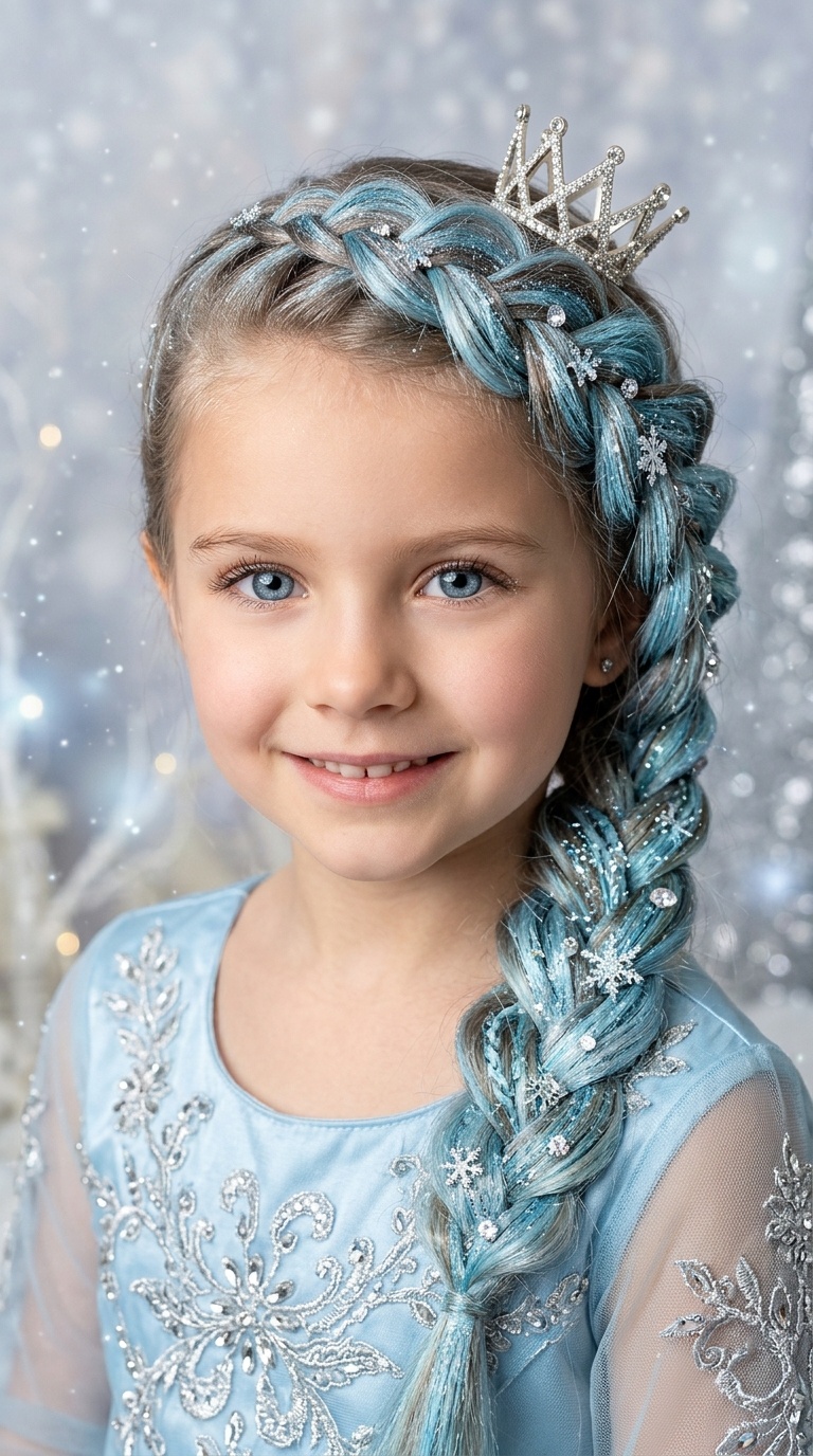 Snow Queen Icy Blue Braid