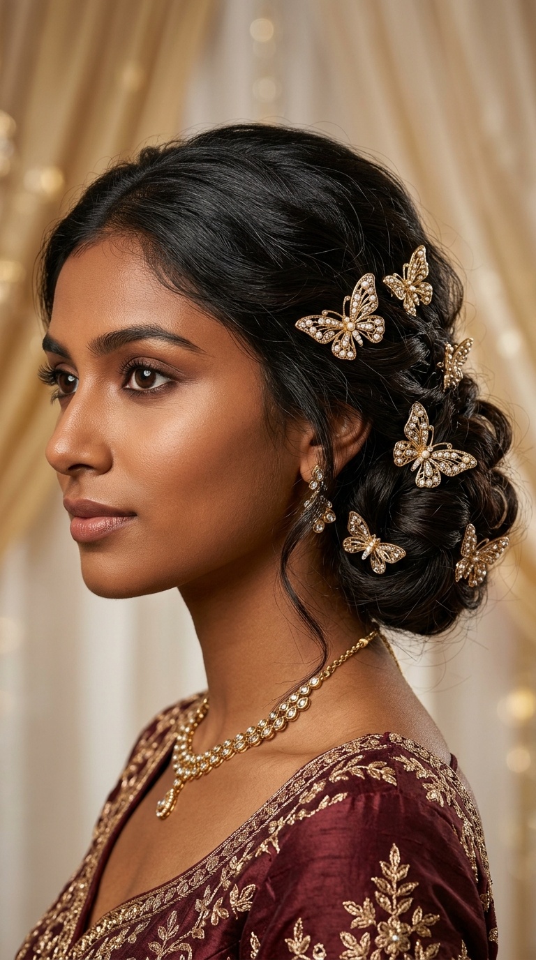 Soft Chignon with Butterfly Clips