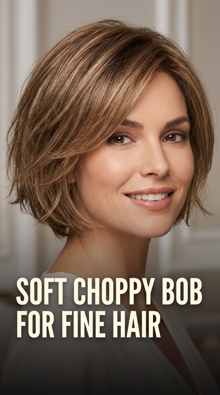 Soft Choppy Bob for Fine Hair