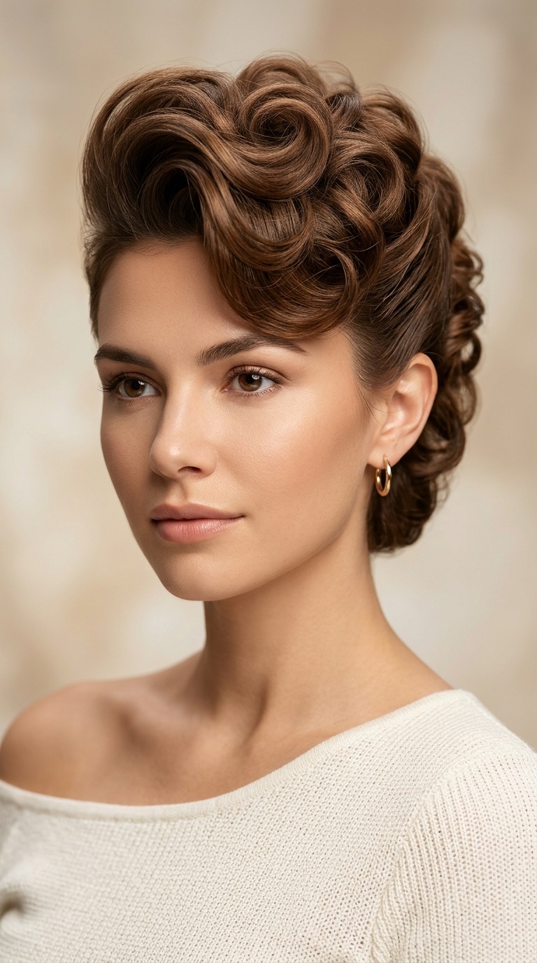 Soft Curled Pompadour
