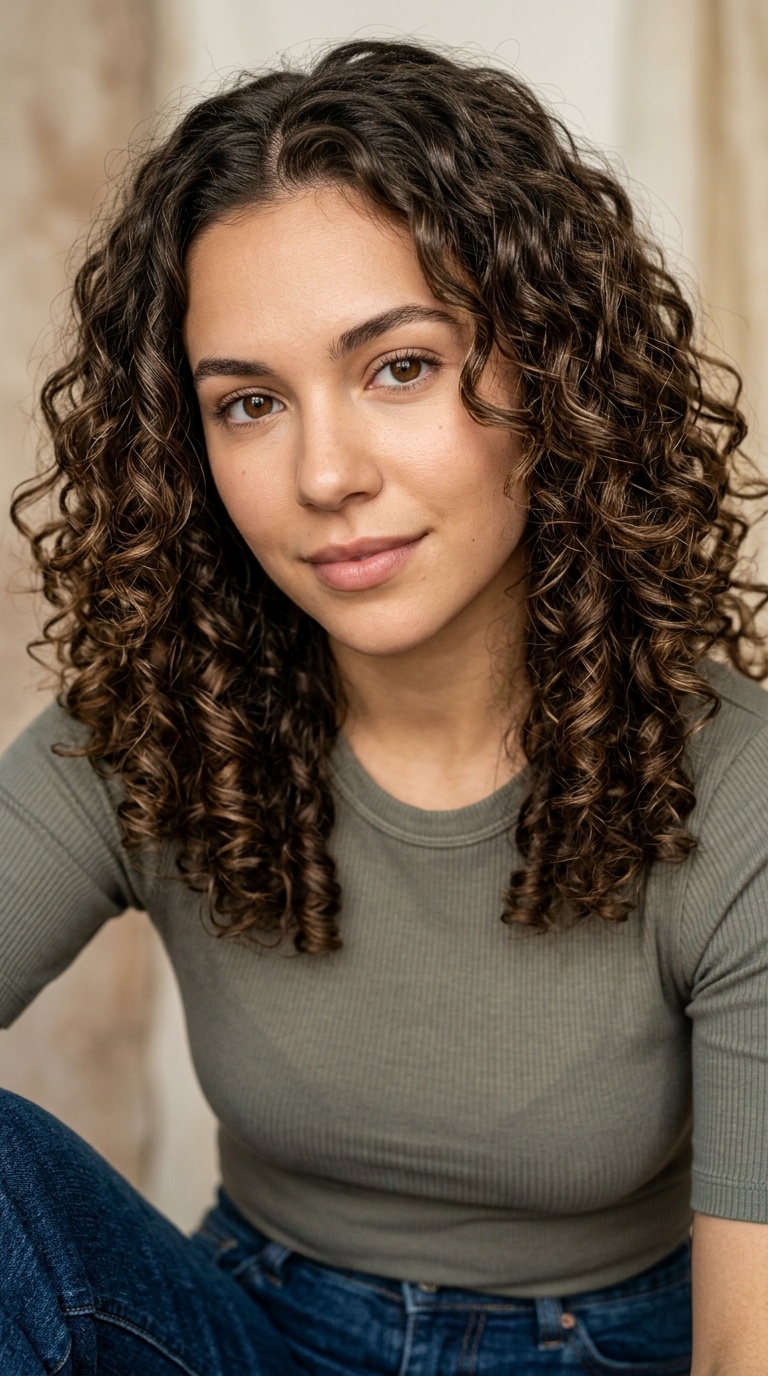 Soft Curls with a Side Part