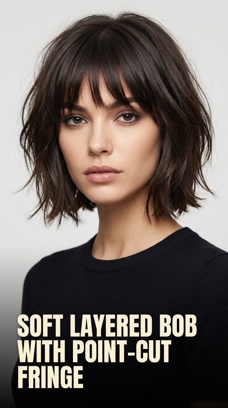 Soft Layered Bob with Point-Cut Fringe