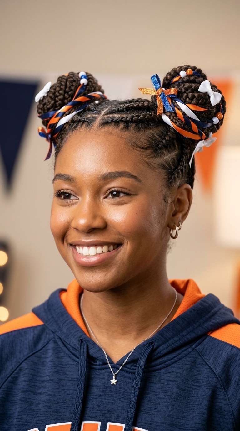 Space Bun Braids with Ribbon Wraps