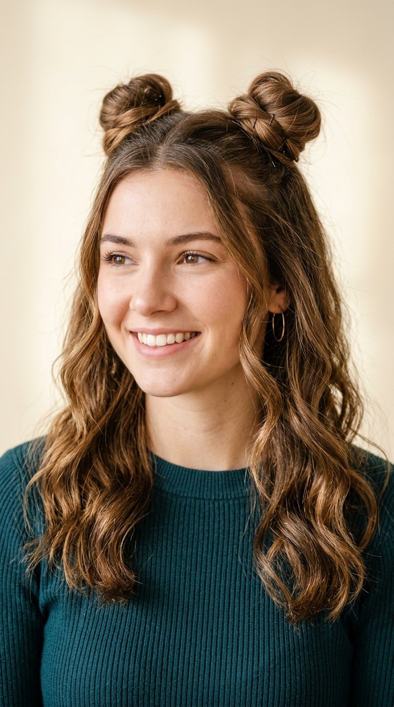 Space Bun Half-Updo