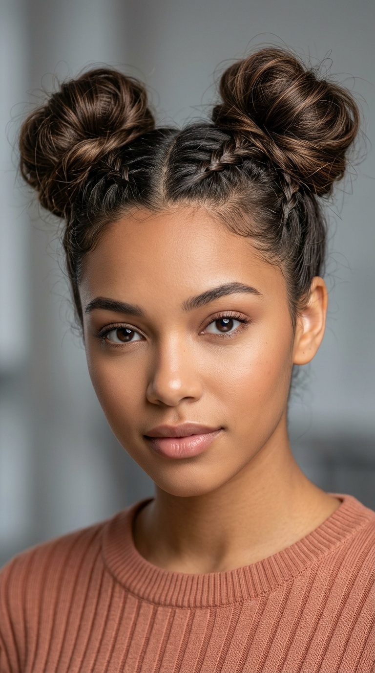 Space Buns with Braided Accents