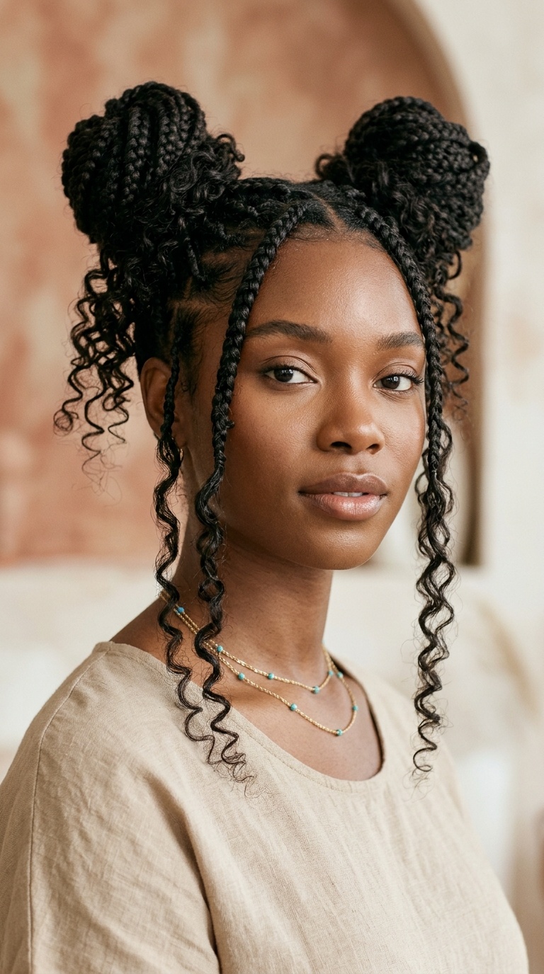 Space Buns with Curly Tendrils