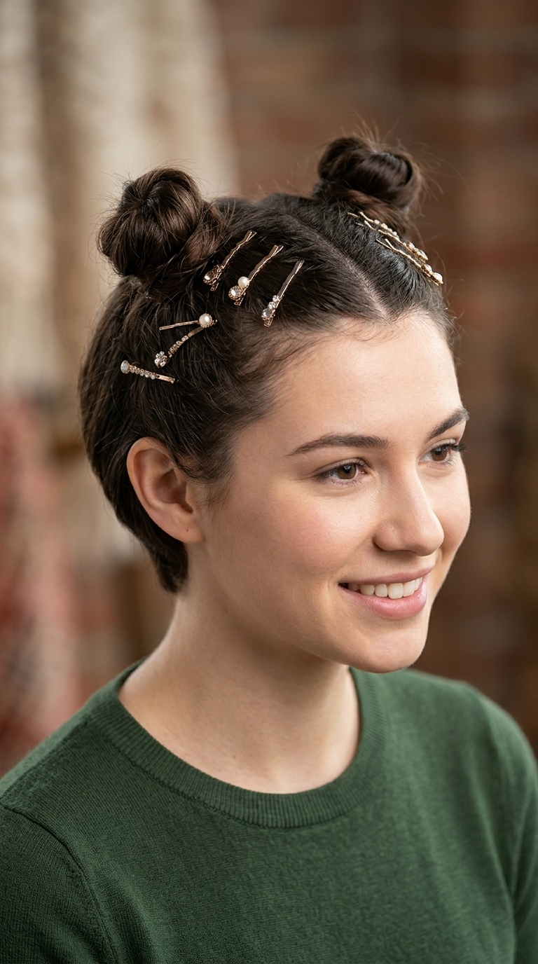 Space Buns with Under-Clip Accents