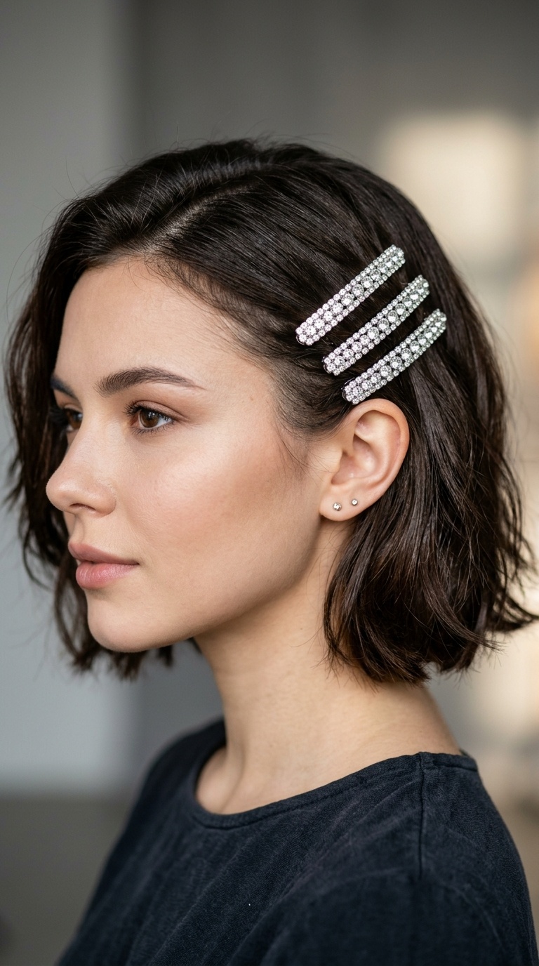 Sparkly Rhinestone Barrette Look