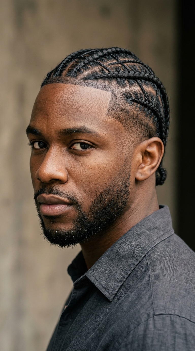 Spider Web Cornrows with Drop Taper