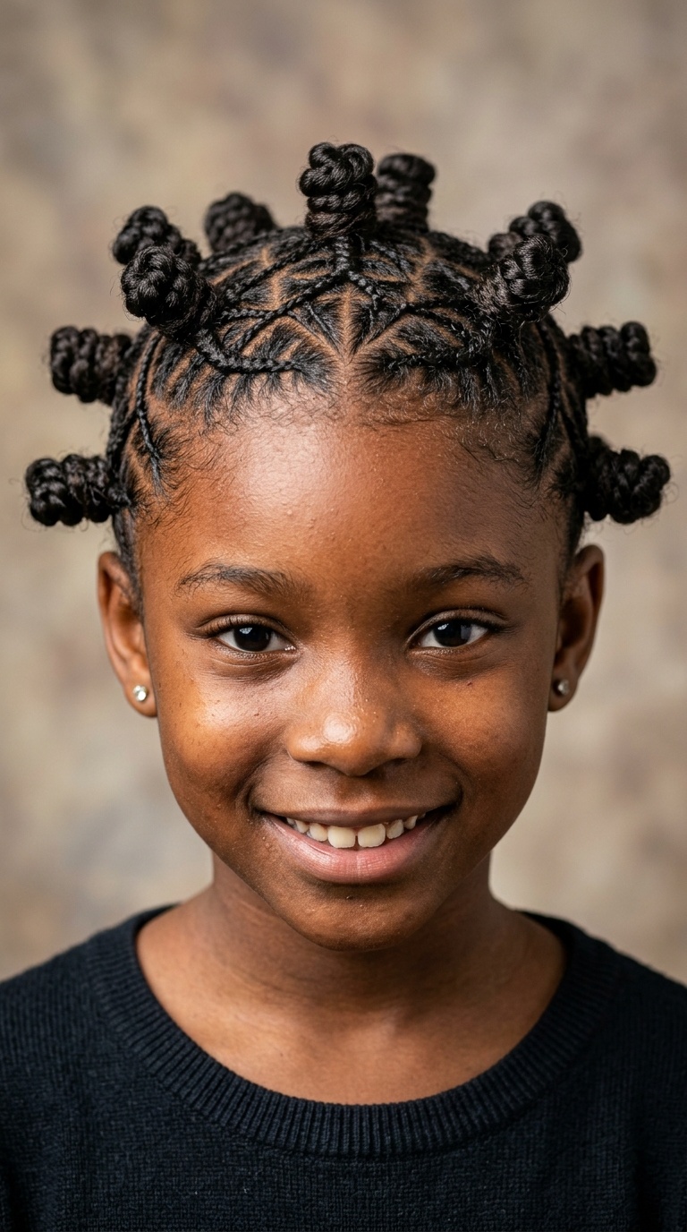 Spider Web Parting with Top Knots